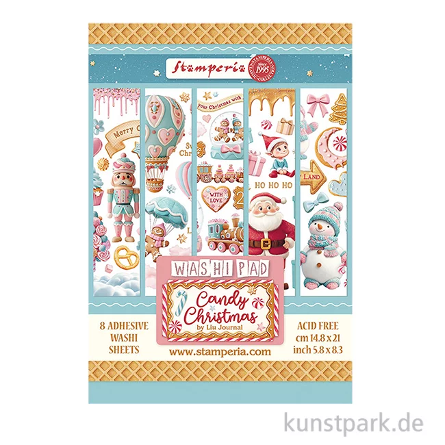 Artikelbild 1 des Artikels “Stamperia Washi Pad - Candy Christmas, 8 Blatt, A5 “