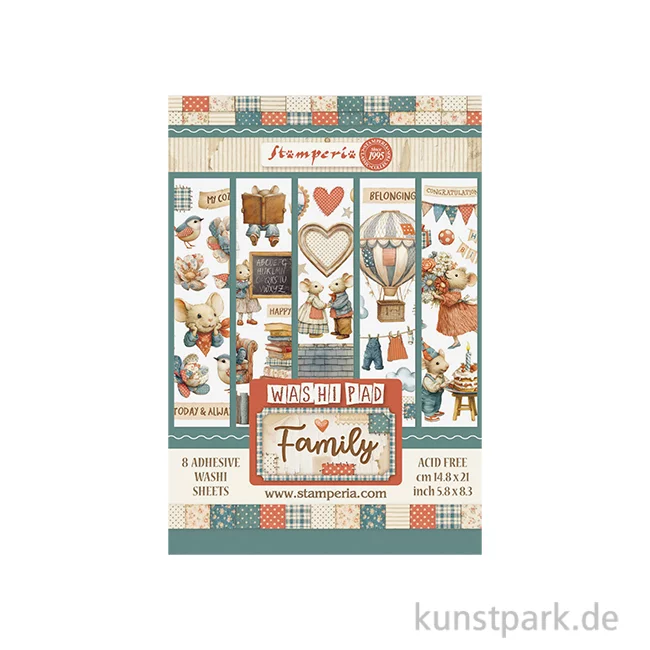 Artikelbild 1 des Artikels “Stamperia Washi Pad - Family, 8 Blatt, A5 “