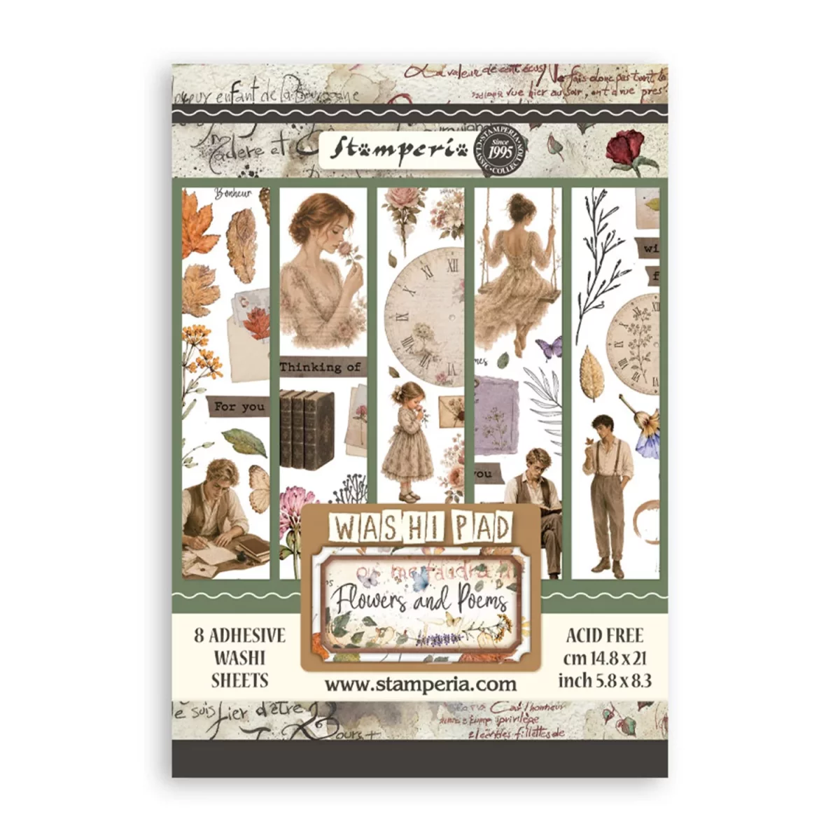 Artikelbild 1 des Artikels “Stamperia Washi Pad - Flowers and Poems, 8 Blatt, A5 “