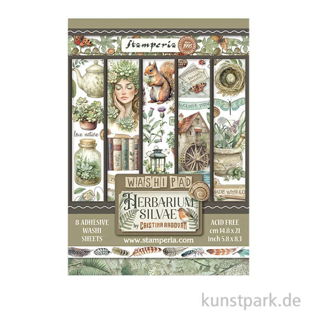 Artikelbild 1 des Artikels “Stamperia Washi Pad - Herbarium Silvae, 8 Blatt, A5 “