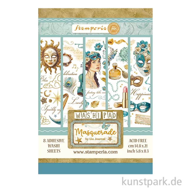 Artikelbild 1 des Artikels “Stamperia Washi Pad - Masquerade, 8 Blatt, A5 “