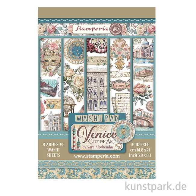 Artikelbild 1 des Artikels “Stamperia Washi Pad - Venice City of Art, 8 Blatt, A5 “