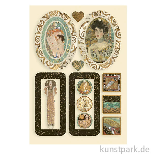 Artikelbild 1 des Artikels “Stamperia Wooden Shapes - Klimt Bag Handles and Hearts, DIN A5 “