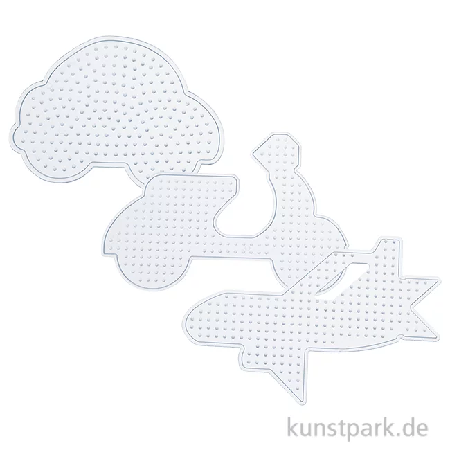 Artikelbild 1 des Artikels “Steckplatten-Set für Bügelperlen - Fahrzeuge, 3 Stück sortiert “
