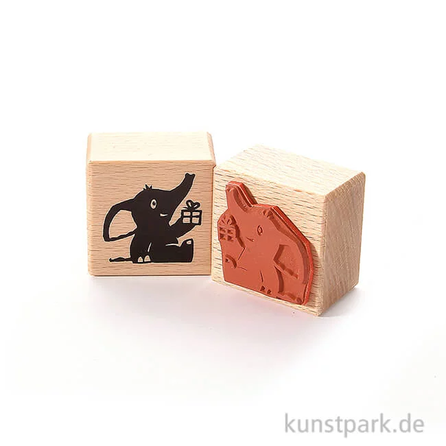 Artikelbild 1 des Artikels “Stempel - Elefant mit Geschenk, 4 x 4 cm “