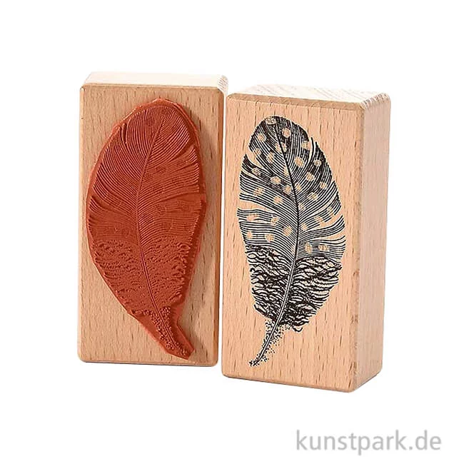 Artikelbild 1 des Artikels “Stempel - Feder mit Punkten, 4 x 8 cm “