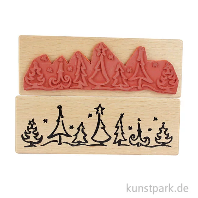 Artikelbild 1 des Artikels “Stempel - Weihnachtliche Landschaft mit Tannenbäumen - 5x14 cm “