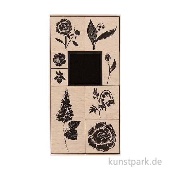 Artikelbild 1 des Artikels “Stempelset - Blumen, 9 Holzstempel + Stempelkissen “