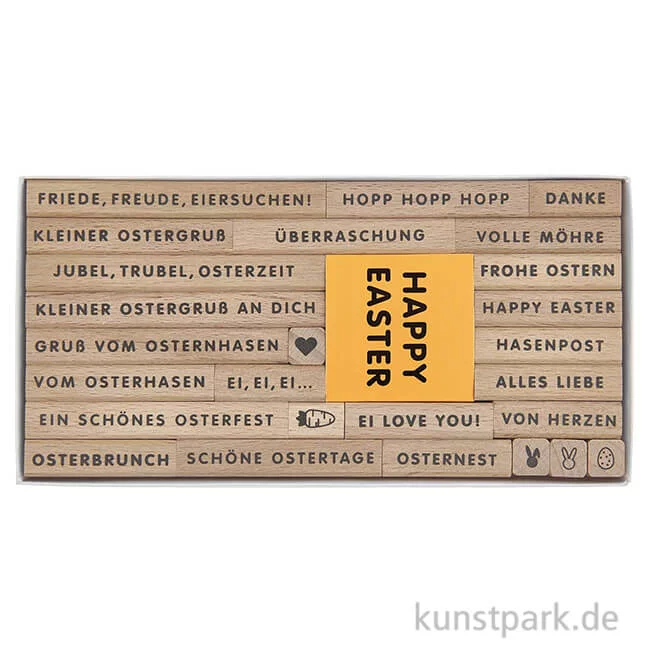 Artikelbild 1 des Artikels “Stempelset - Frohe Ostern mit 26 Holzstempeln + Stempelkissen “