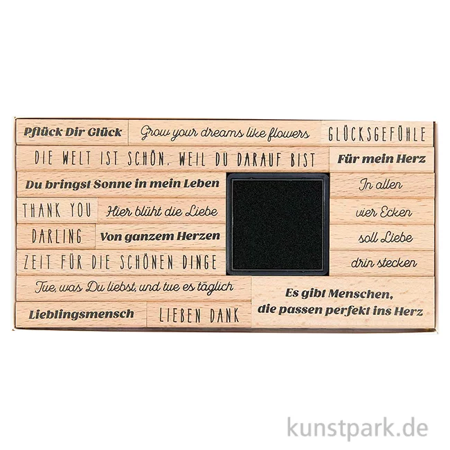 Artikelbild 1 des Artikels “Stempelset - La Vie en Rose, Poesiealbum, 19 Stempel + Stempelkissen “