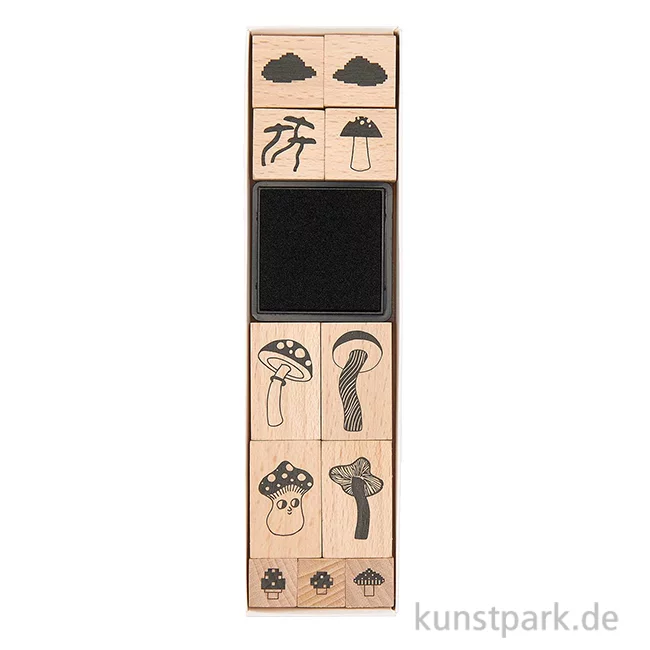 Artikelbild 1 des Artikels “Stempelset - Shrooom mit 11 Holzstempeln + Stempelkissen “