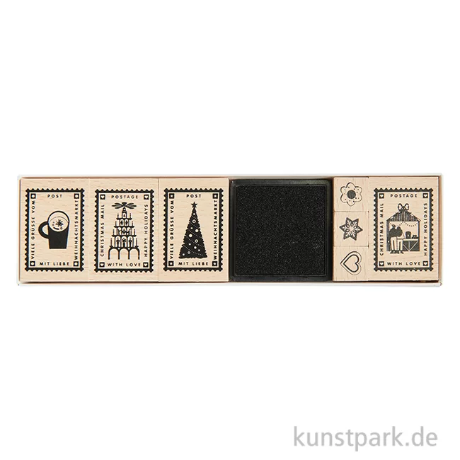 Artikelbild 1 des Artikels “Stempelset - Weihnachtspost, 11 Holzstempel + Stempelkissen “