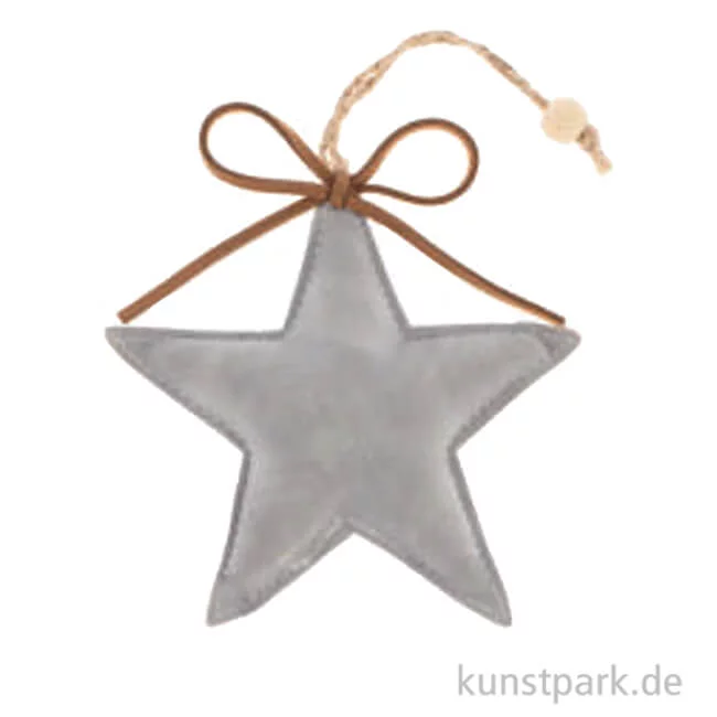 Artikelbild 1 des Artikels “Stern zum Hängen, Veloursleder, Grau, 11 x 11 x 2 cm “