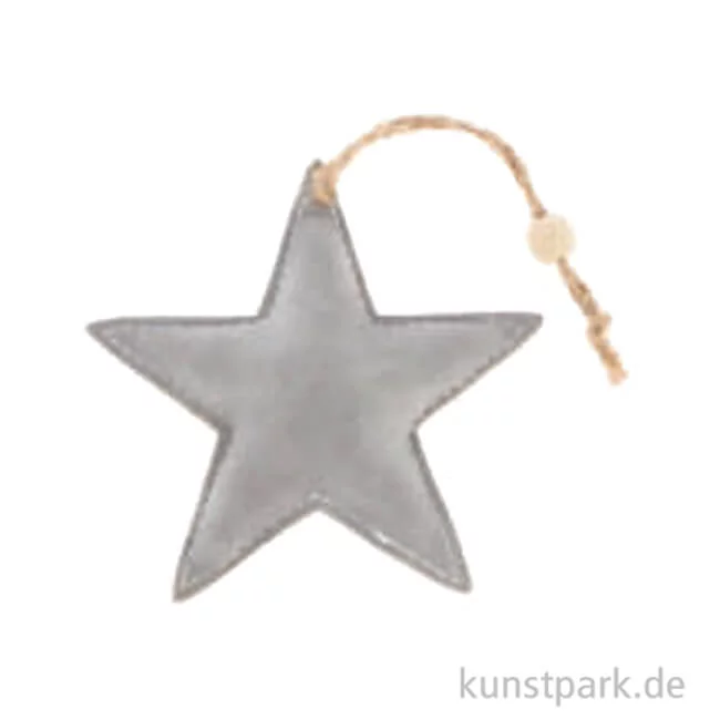 Artikelbild 1 des Artikels “Stern zum Hängen, Veloursleder, Grau, 8,8 x 8,8 x 1,5 cm “
