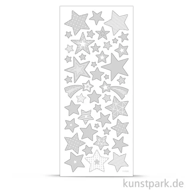 Artikelbild 1 des Artikels “Sticker aus transparenter Silberfolie Sterne, 10x24 cm, Silber “