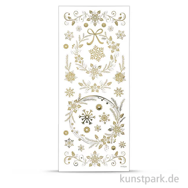 Artikelbild 1 des Artikels “Sticker aus transparenter Silberfolie Weihnachtssterne, 10x24 cm, Gold “