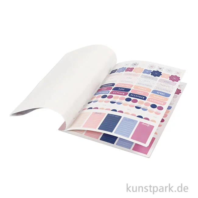 Artikelbild 1 des Artikels “Sticker-Buch für Kreativbücher - Blumendesign Lila-Gold-Rosa, 8 Bögen “