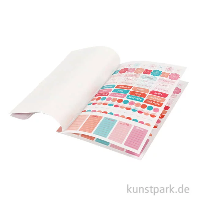 Artikelbild 1 des Artikels “Sticker-Buch für Kreativbücher - Wasserfarbendesign Gold-Koralle-Rot, 8 Bögen “