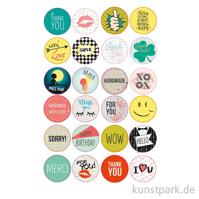 Artikelbild 1 des Artikels “Sticker rund - Cool Wishes, selbstkebend, 24 Stück sortiert “