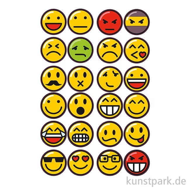 Artikelbild 1 des Artikels “Sticker rund - Emojis, selbstkebend, 24 Stück sortiert “