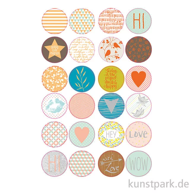 Artikelbild 1 des Artikels “Sticker rund - Hotfoil, selbstkebend, 24 Stück sortiert “