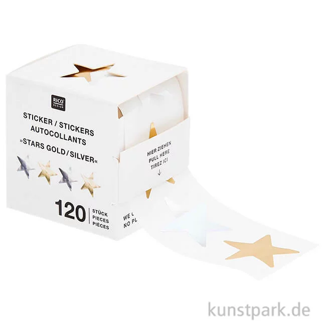 Artikelbild 1 des Artikels “Sticker - Sterne, Gold-Silber, Hot Foil, 120 Aufkleber “