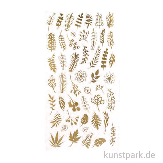 Artikelbild 1 des Artikels “Sticker Transparent mit Gold Folie, Blätter “