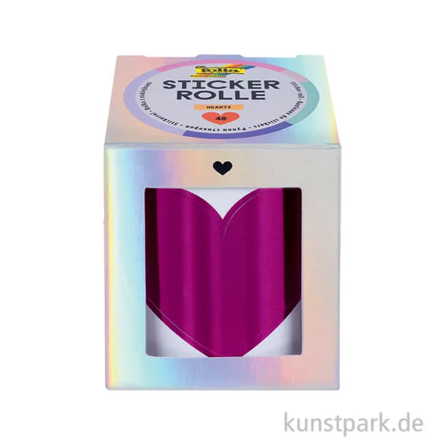 Artikelbild 1 des Artikels “Stickerrolle Hearts mit 48 Herz Aufklebern, Hot Foil irisierend, 3m “