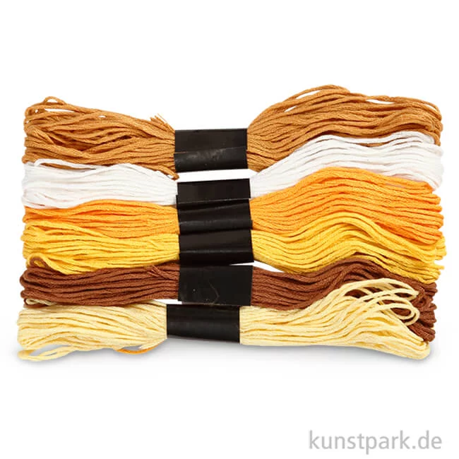 Artikelbild 1 des Artikels “Stickgarn - 1 mm, 6 Bündel sortiert, 12 g 8 m | Goldtöne“