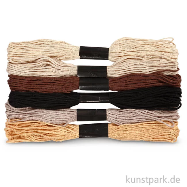 Artikelbild 1 des Artikels “Stickgarn - 1 mm, 6 Bündel sortiert, 12 g 8 m | Naturtöne“