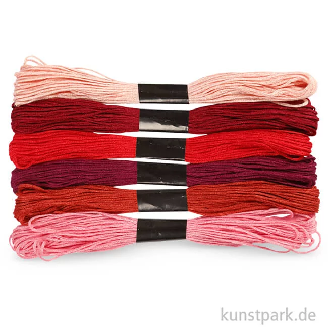 Artikelbild 1 des Artikels “Stickgarn - 1 mm, 6 Bündel sortiert, 12 g 8 m | Rottöne“
