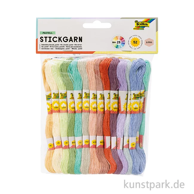 Artikelbild 1 des Artikels “Stickgarn Pastell Set, je 8 m, 52 Stück in 26 Farben “