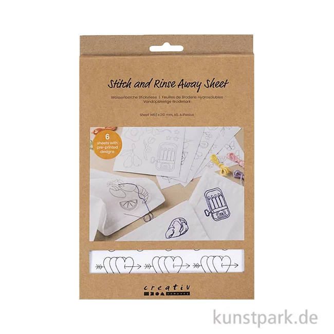 Artikelbild 1 des Artikels “Stickvliese, Wasserlöslich, A5, 6 Blatt, Deko-Designs “