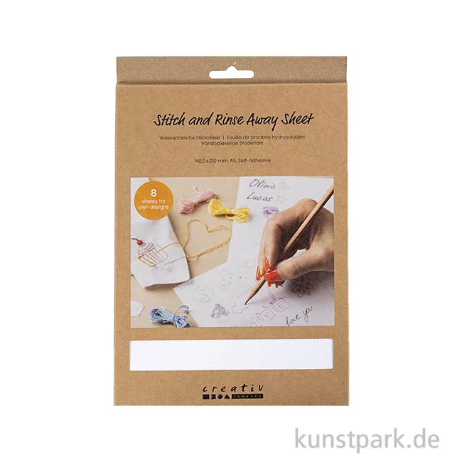 Artikelbild 1 des Artikels “Stickvliese, Wasserlöslich, A5, 8 Blatt, Blanko-Weiß “