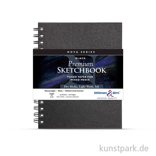 Artikelbild 1 des Artikels “Stillman & Birn Skizzenbuch NOVA Black Spiral, 50 Blatt, 150g 15,2 x 20,3 cm“