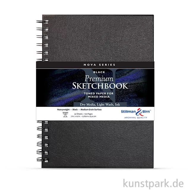 Artikelbild 1 des Artikels “Stillman & Birn Skizzenbuch NOVA Black Spiral, 50 Blatt, 150g 17,8 x 25,4 cm“