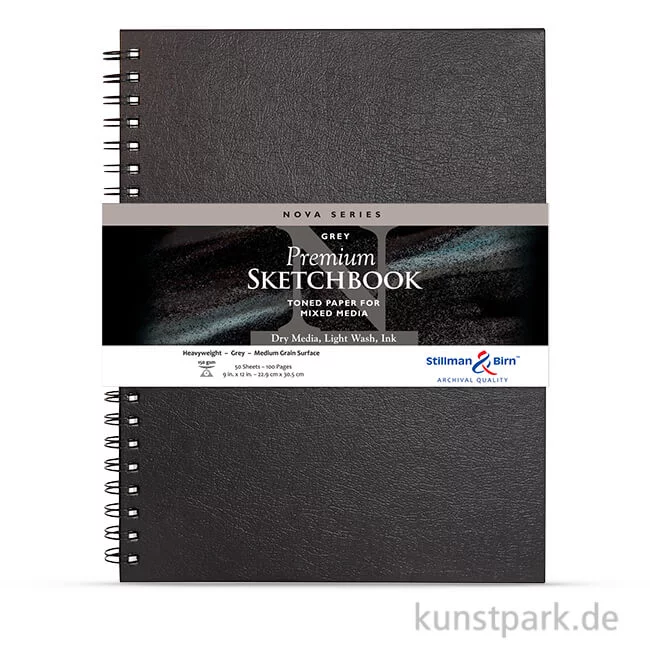 Artikelbild 1 des Artikels “Stillman & Birn Skizzenbuch NOVA Grey Spiral, 48 Blatt, 150g 22,9 x 30,5 cm“