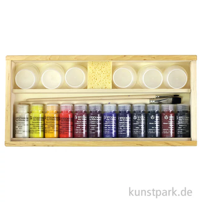 Artikelbild 1 des Artikels “STOCKMAR Aquarellfarben Holzkasten mit 12 Farben und Zubehör “
