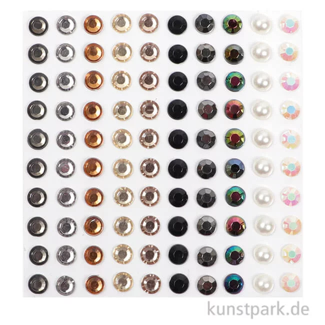 Artikelbild 1 des Artikels “Strasssteine selbstklebend, Metall- & Perlfarben, 5 mm, 100 Stück “