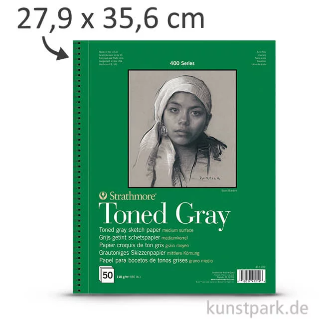 Artikelbild 1 des Artikels “Strathmore Artist Paper 400 - Skizzenpapier Grey, 118g 27,9 x 35,6 cm - 24 Blatt“
