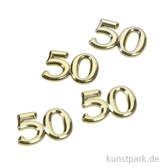 Artikelbild 1 des Artikels “Streuteile - Zahl 50, Größe 1,5 cm, Gold, 4 Stück “