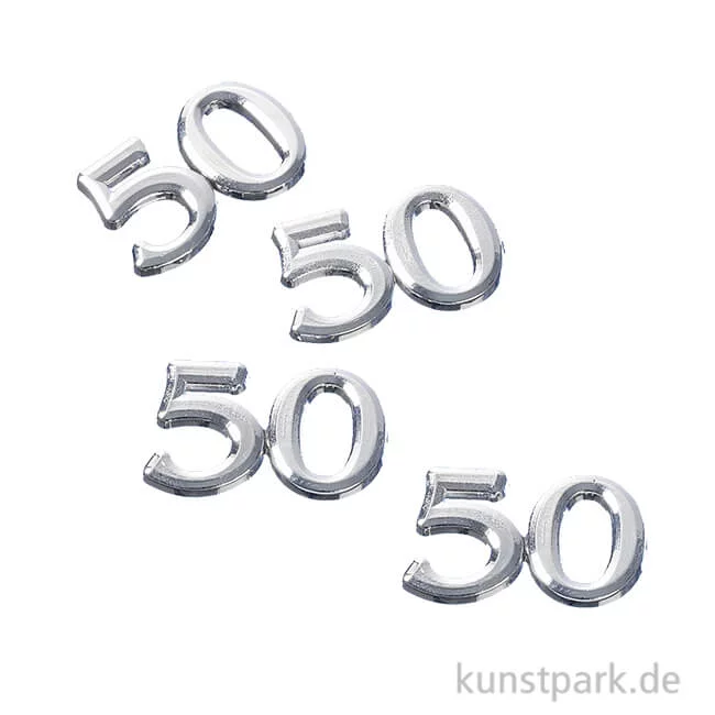 Artikelbild 1 des Artikels “Streuteile - Zahl 50, Größe 1,5 cm, Silber, 4 Stück “