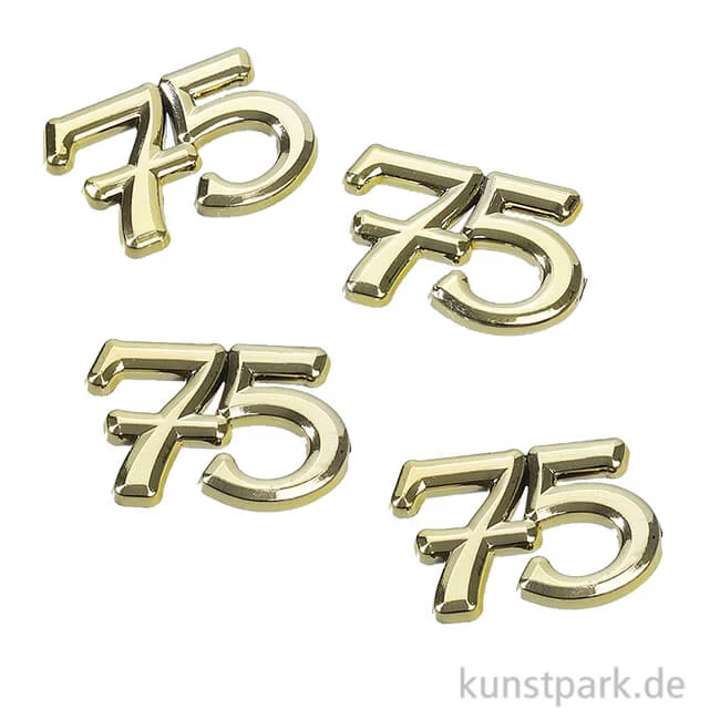 Artikelbild 1 des Artikels “Streuteile - Zahl 75, Größe 1,5 cm, Gold, 4 Stück “