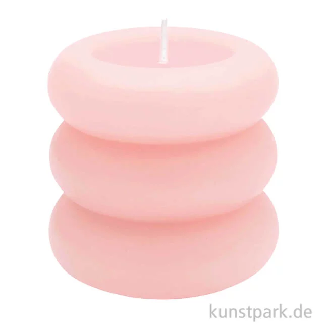 Artikelbild 1 des Artikels “Stumpenkerze - Ringe, Apricot, 7 x 7 cm “