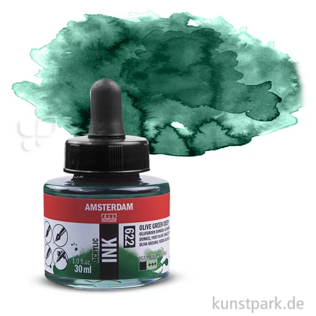 Artikelbild 1 des Artikels “Talens AMSTERDAM Acrylic Ink 30 ml Einzelfarbe | 622 Olivgrün dunkel“