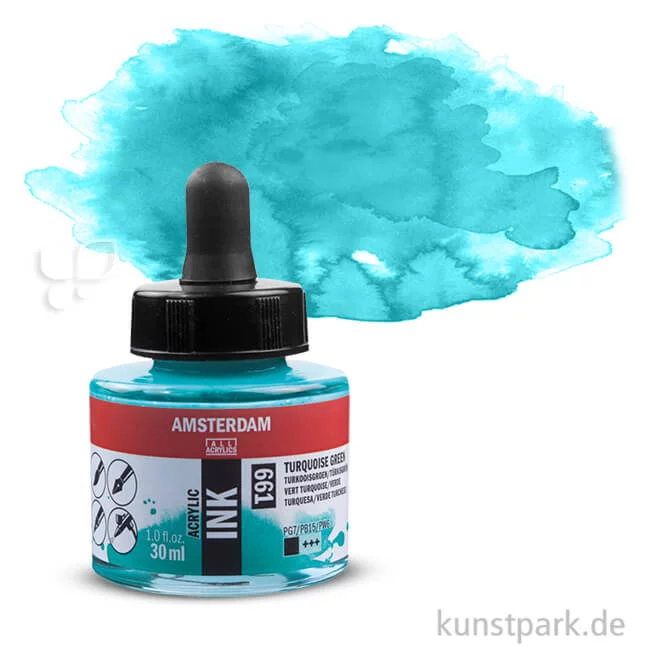 Artikelbild 1 des Artikels “Talens AMSTERDAM Acrylic Ink 30 ml Einzelfarbe | 661 Türkisgrün“