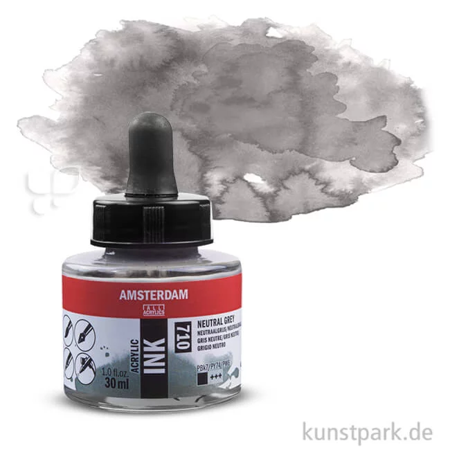 Artikelbild 1 des Artikels “Talens AMSTERDAM Acrylic Ink 30 ml Einzelfarbe | 710 Neutralgrau“
