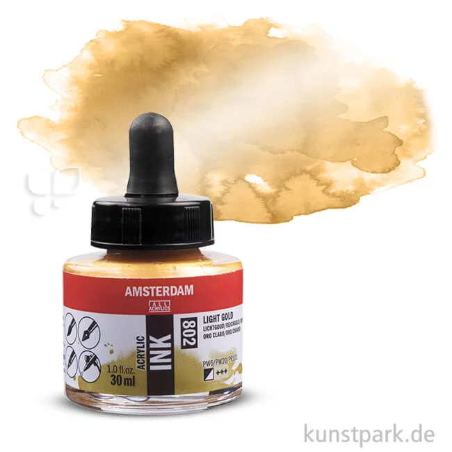 Artikelbild 1 des Artikels “Talens AMSTERDAM Acrylic Ink 30 ml Einzelfarbe | 802 Reichgold“