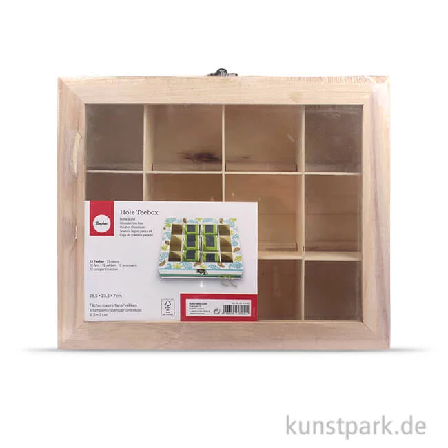 Artikelbild 1 des Artikels “Teebox aus Holz mit 12 Fächern, 28,5x23,5x7 cm “