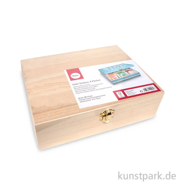 Artikelbild 1 des Artikels “Teebox aus Holz mit 6 Fächern, 21,5x18x7 cm “